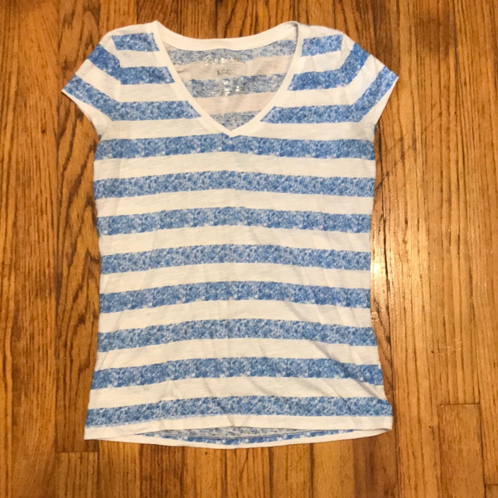 Blue and white striped tee